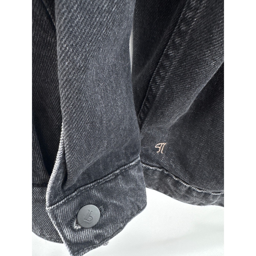 Pilcro Trucker Jacket Size S Black Stretch Denim Dark Wash Collared Front-Button - Picture 6 of 10